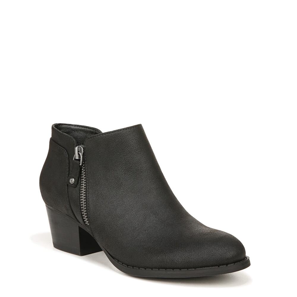 LifeStride Womens Blake Zip Ankle Booties Black Size 7.5 W Faux Leather New